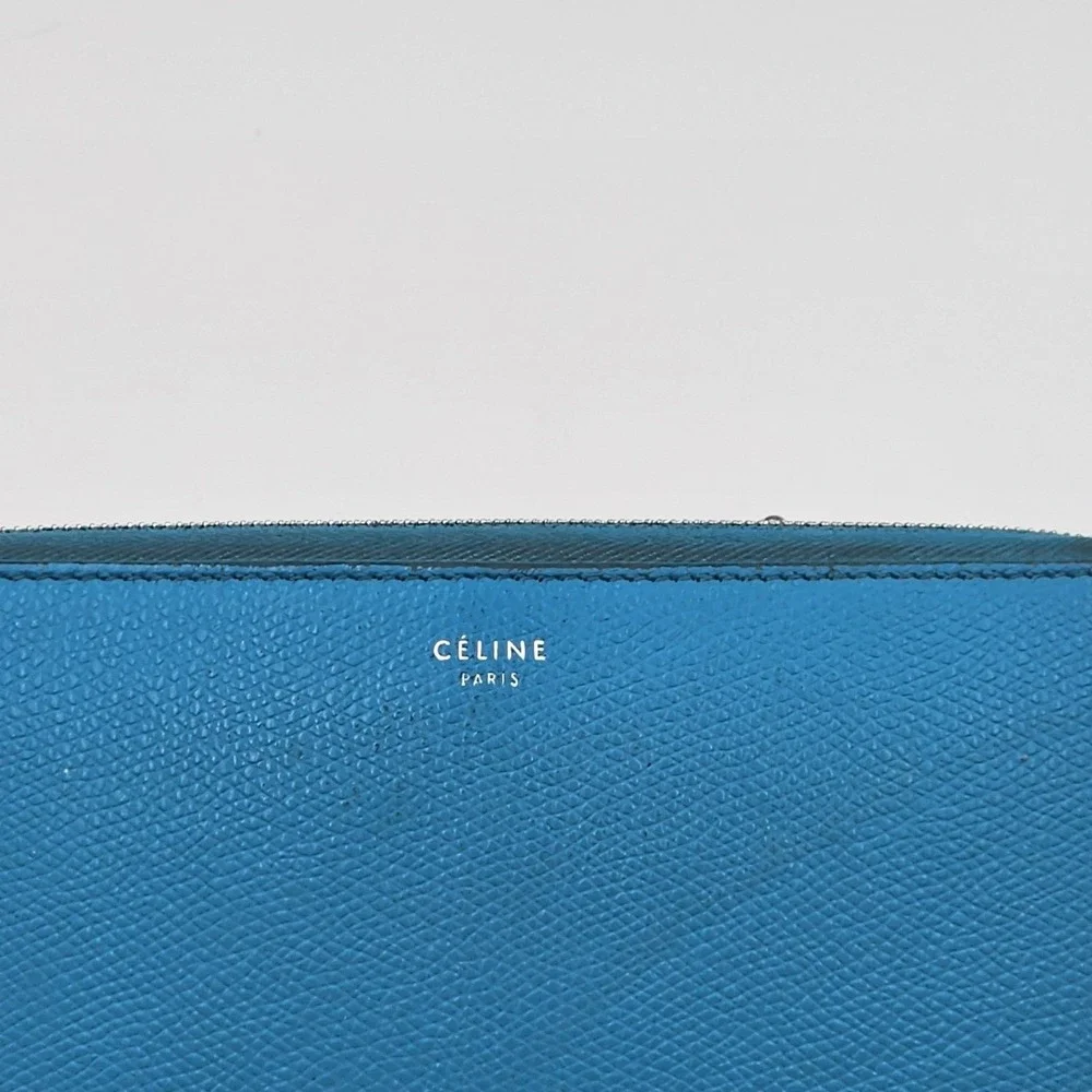 Authentic Celine Long Zippy Continental Wallet Blue Pebbled Leather Italy 2015 - Picture 14 of 16